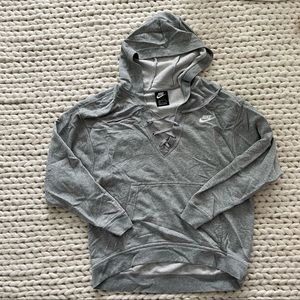 Nike grey lace up high low pullover hoodie small